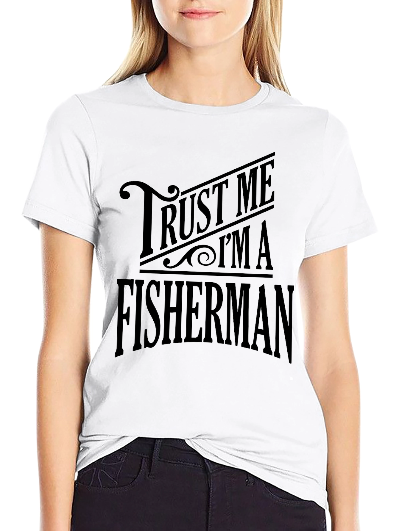 Black Trust Me I'm A Fisherman Black T-Shirt view 9