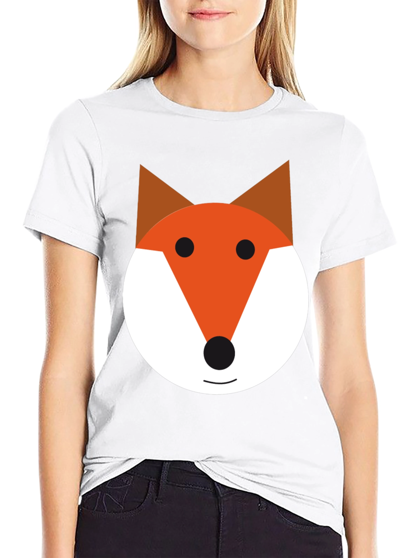 Black Fox Face Graphic Tee - Black Cotton Blend Shirt view 9