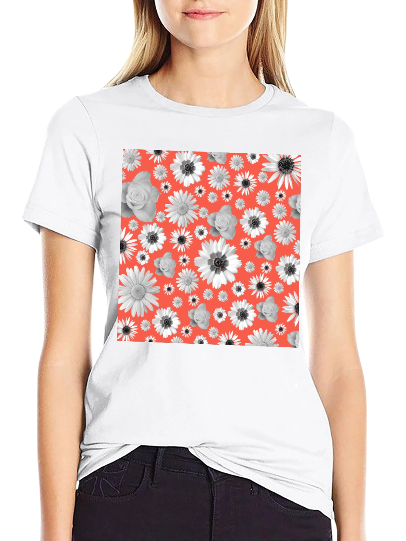 Black Floral Patterned T-Shirt view 9
