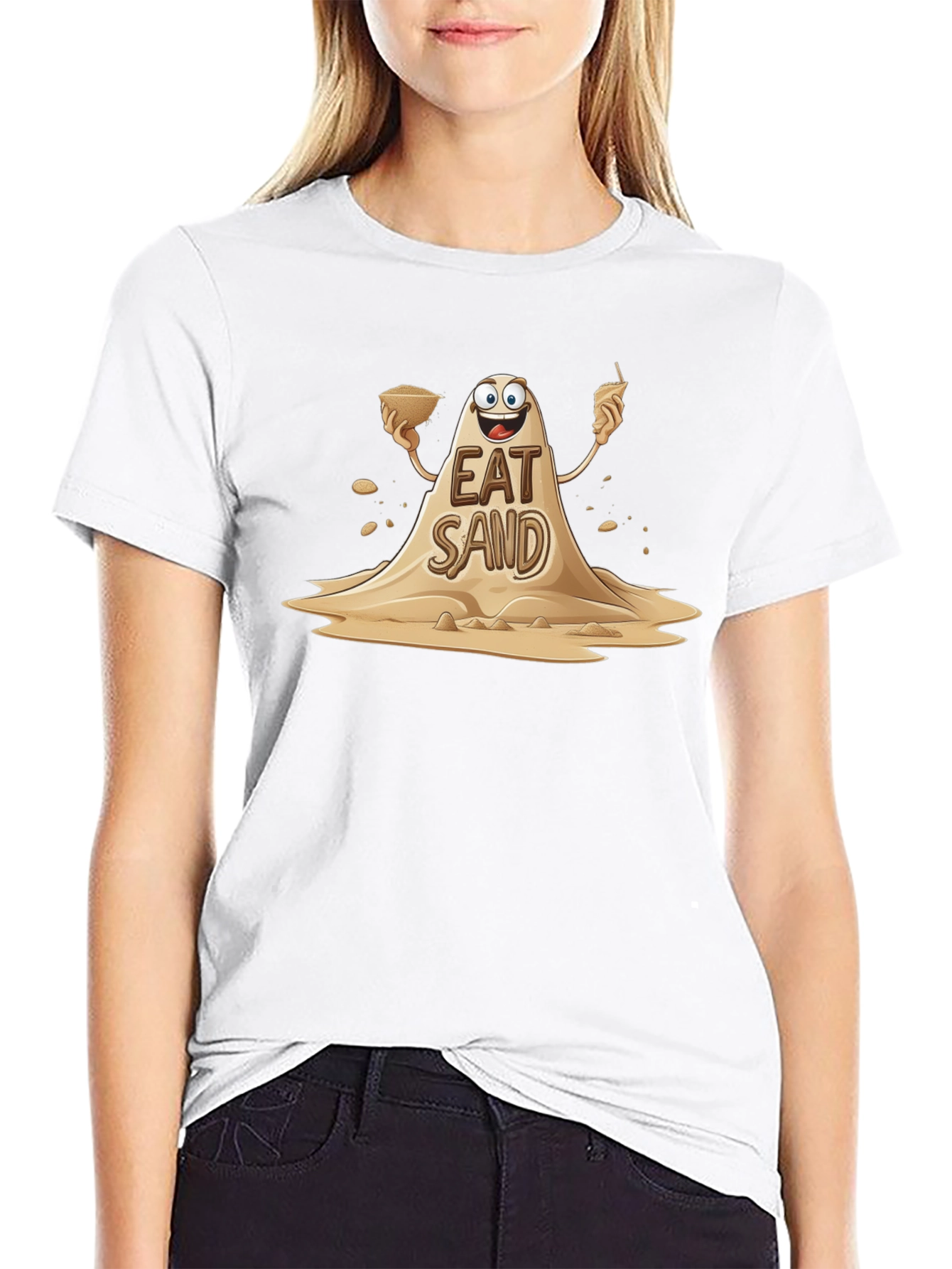 Black Eat Sand Graphic Tee - Funny Novelty T-Shirt view 9