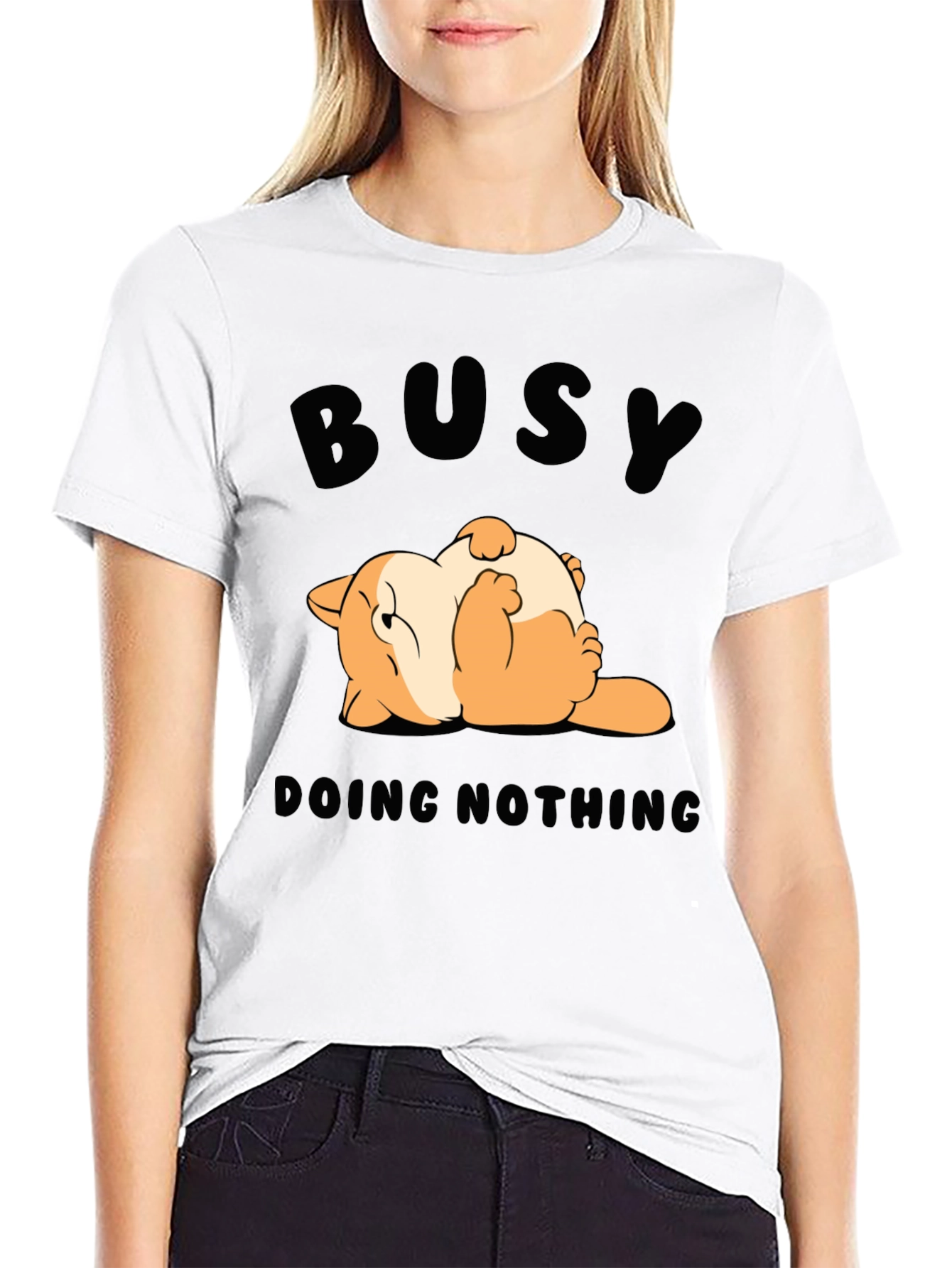Black Busy Doing Nothing T-Shirt Funny Cat Design view 9