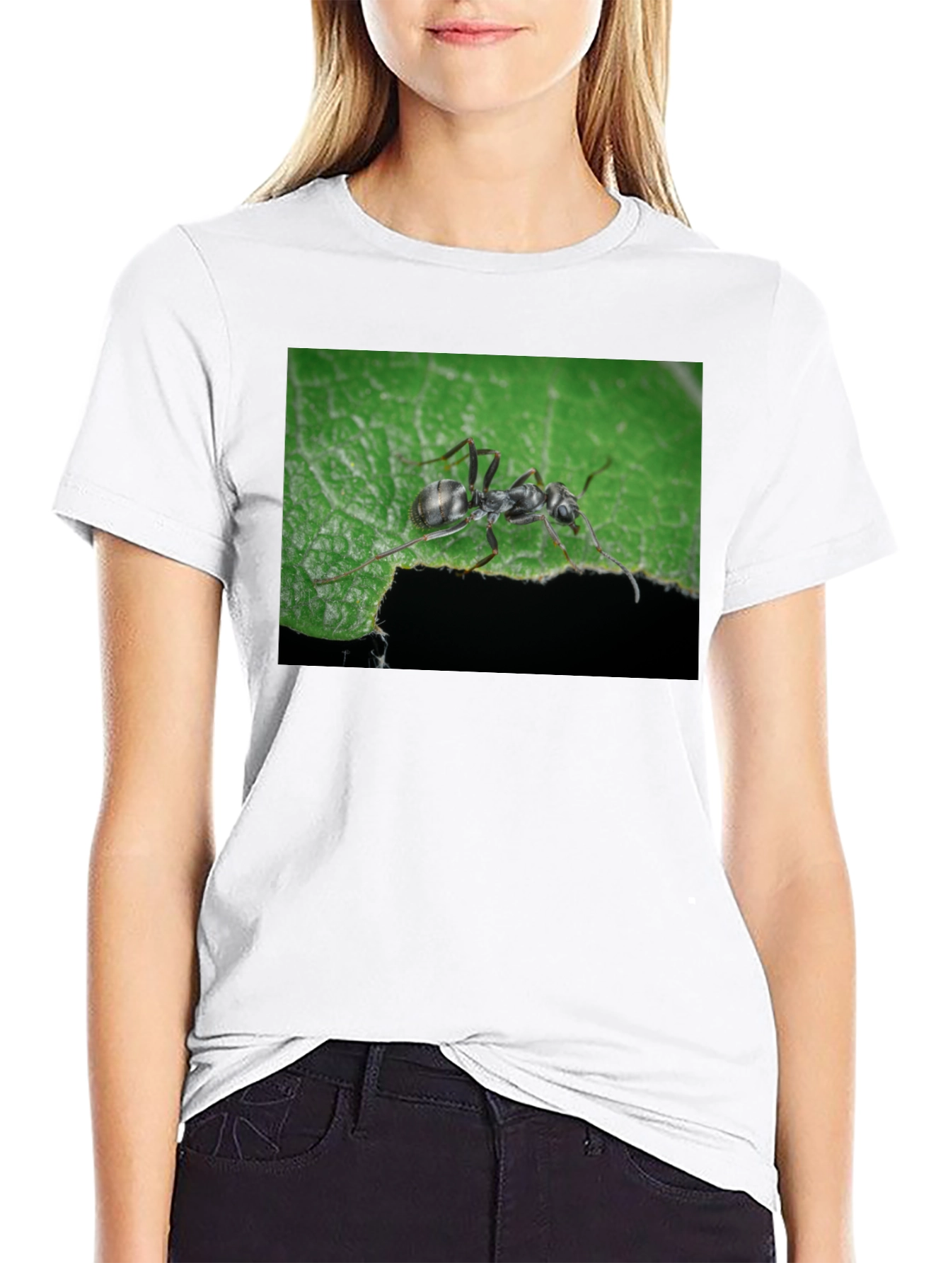 Black Ant on Leaf Graphic Tee - Nature Lover's T-Shirt view 9
