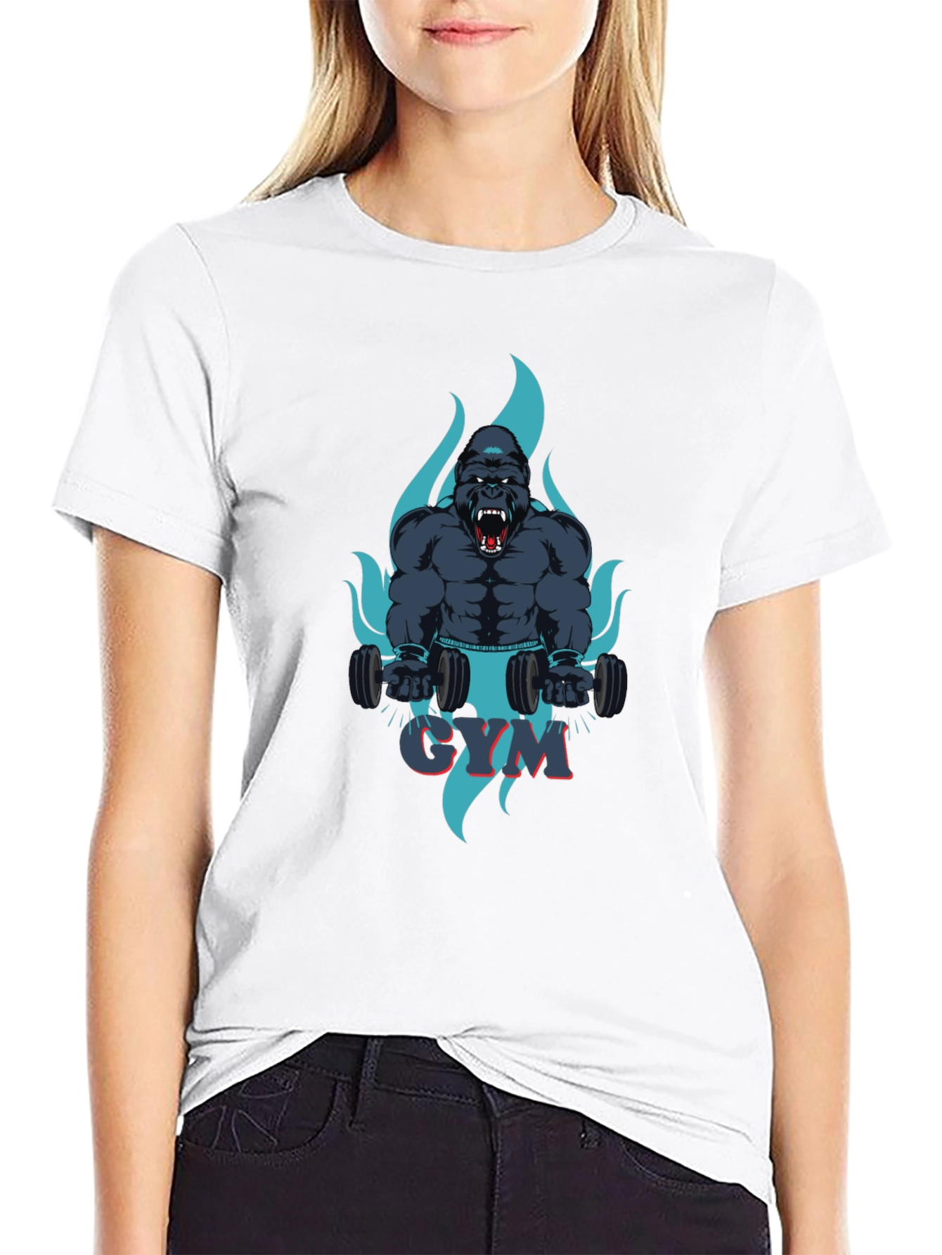 Black Gym Gorilla Graphic Tee - Fitness Motivation Shirt view 9