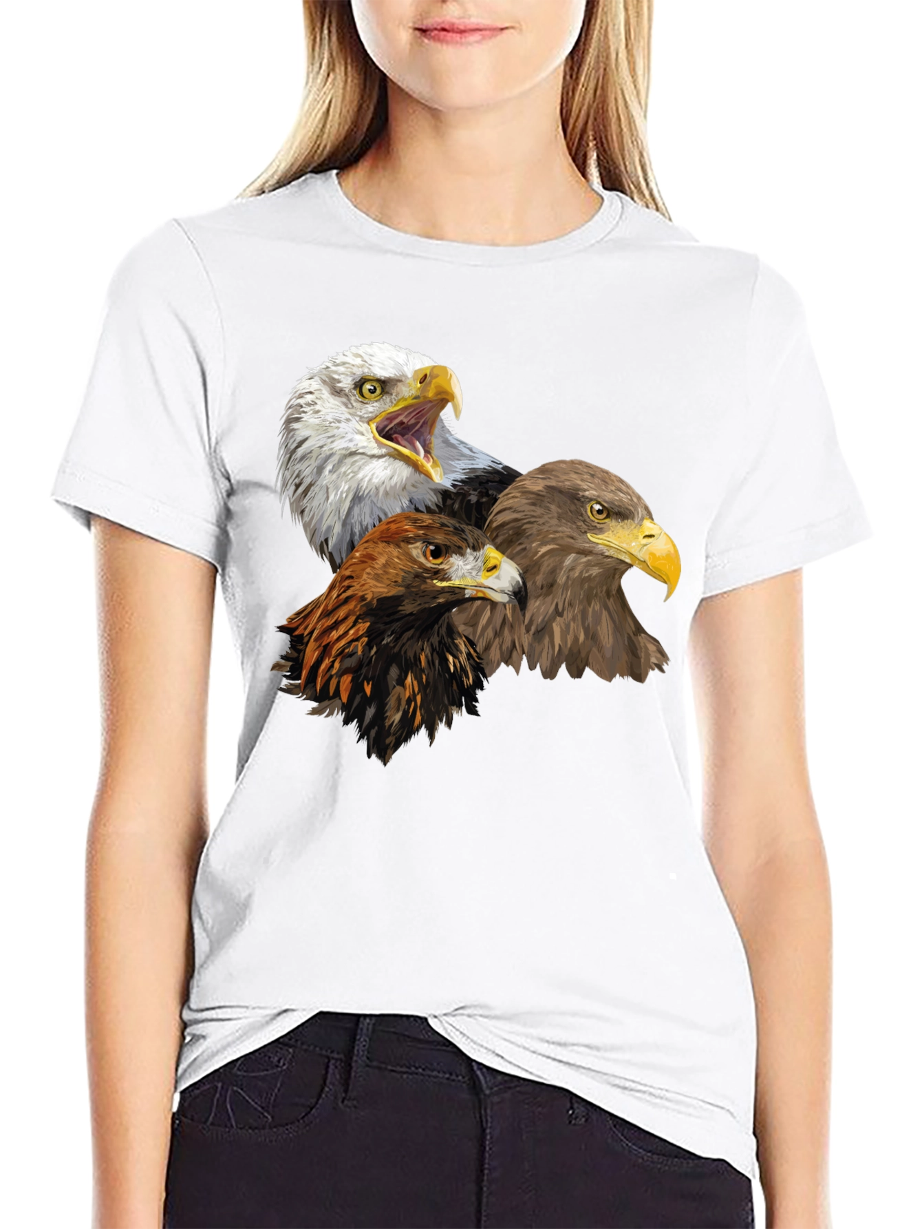 Black Eagle Trio Graphic Tee - Black Cotton Shirt view 9