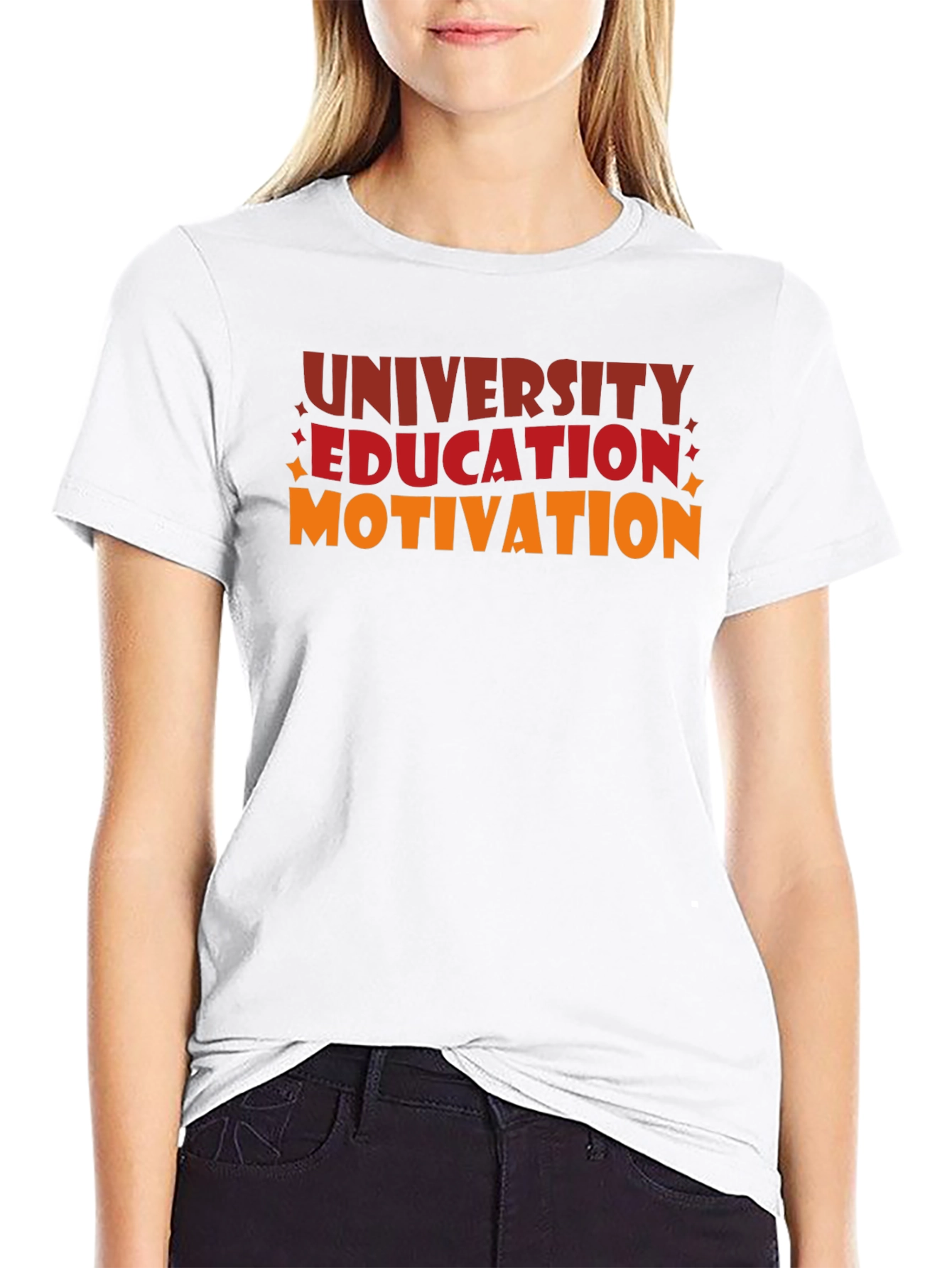 Black University Education Motivation Graphic Tee view 9