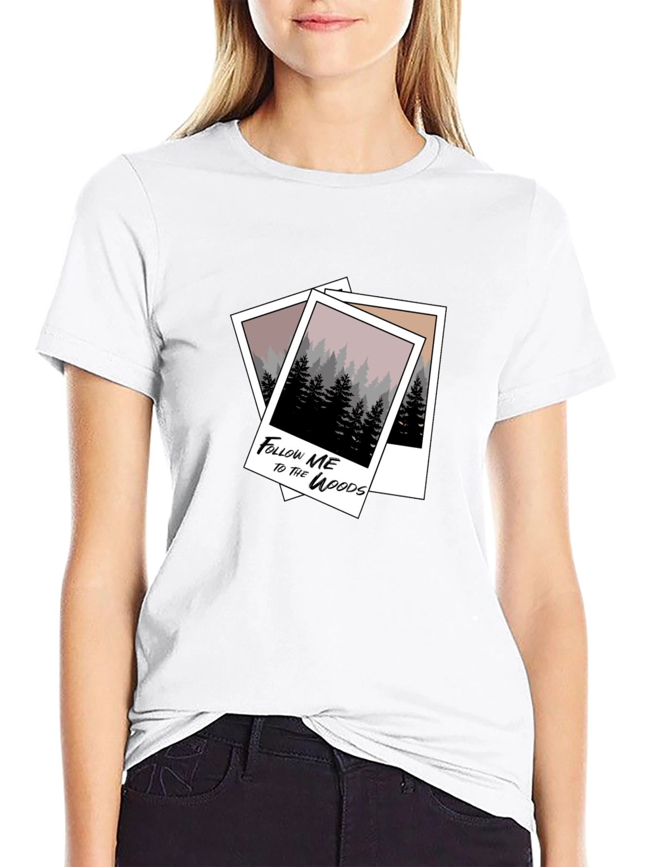 Black Follow Me to the Woods Graphic Tee - Black view 9