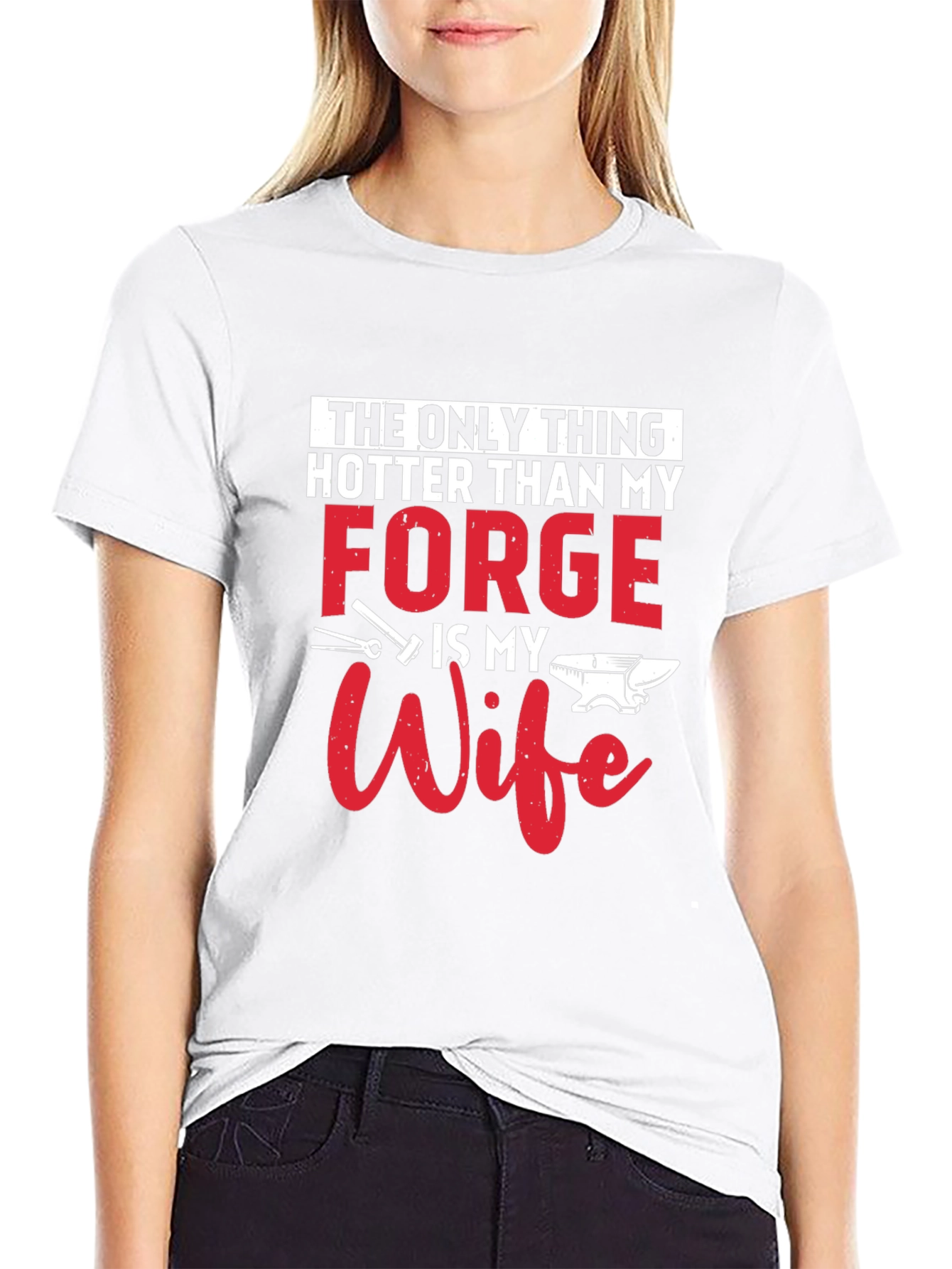 Black Hot Forge Wife Graphic Tee - Black Cotton Blend view 9