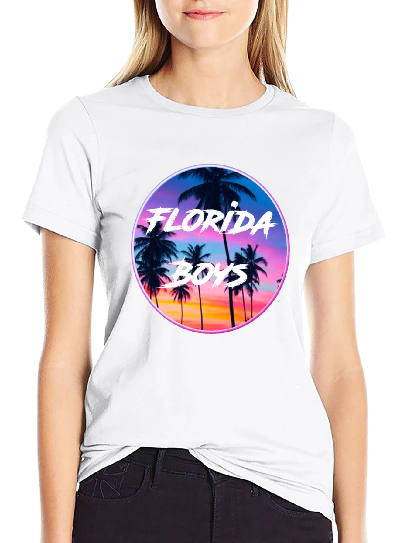Black Florida Boys Sunset T-Shirt - Retro Palm Tree Tee view 9
