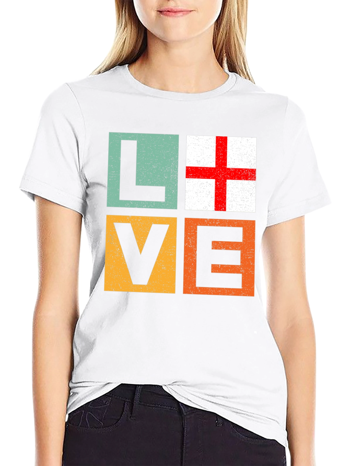 Black Love England Flag T-Shirt - Graphic Tee view 9