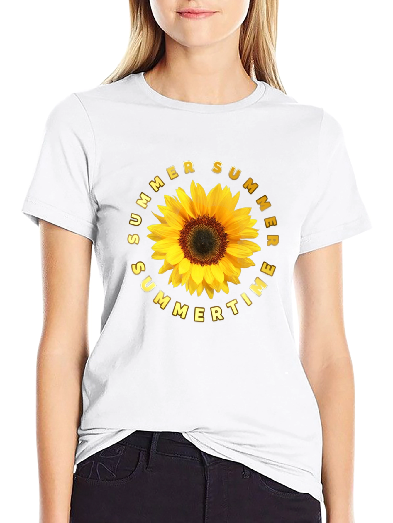 Black Summer Sunflower Graphic Tee - Black Unisex T-Shirt view 9