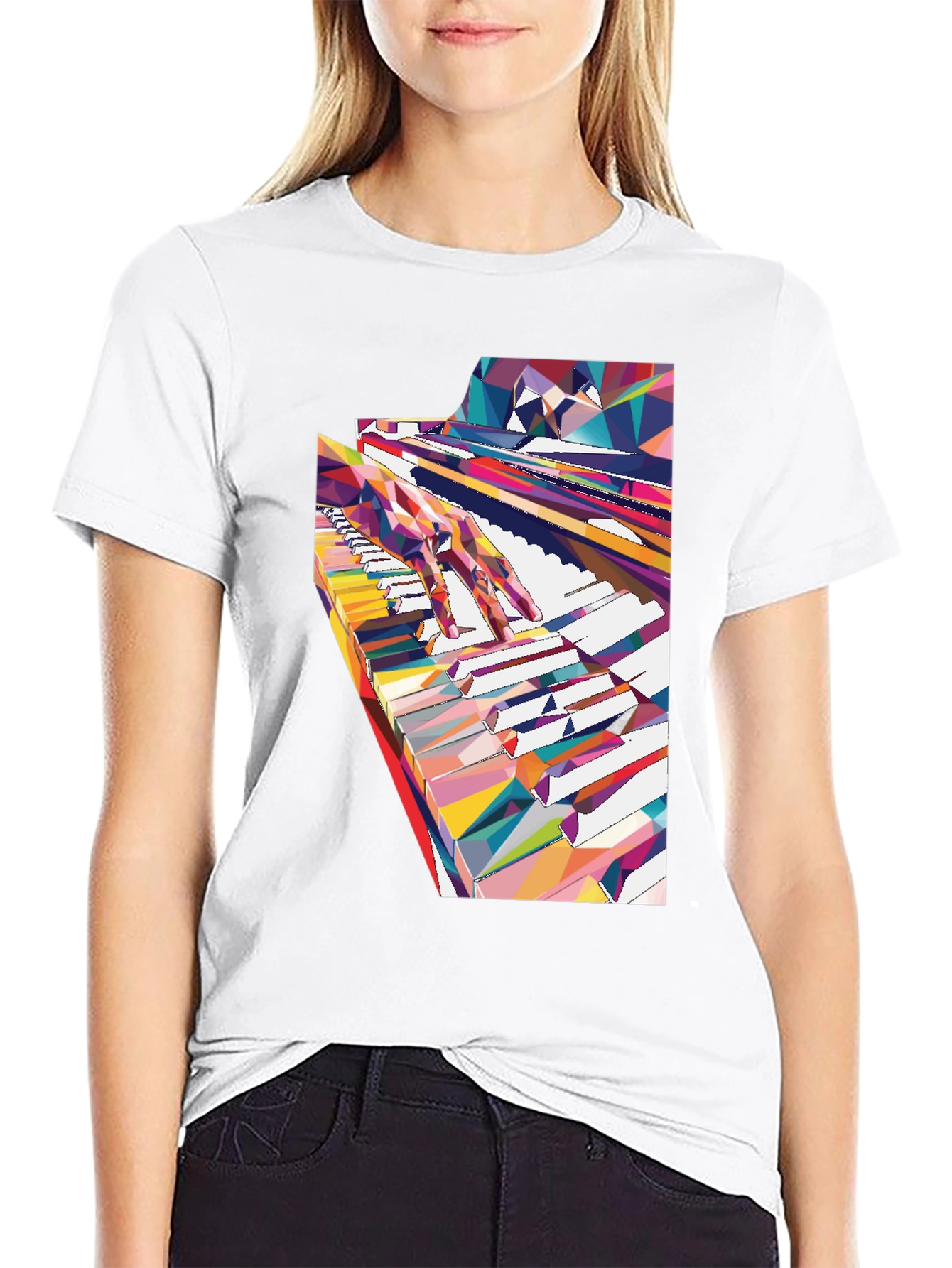 Black Abstract Piano Keys Graphic Tee - Music Lover Shirt view 9