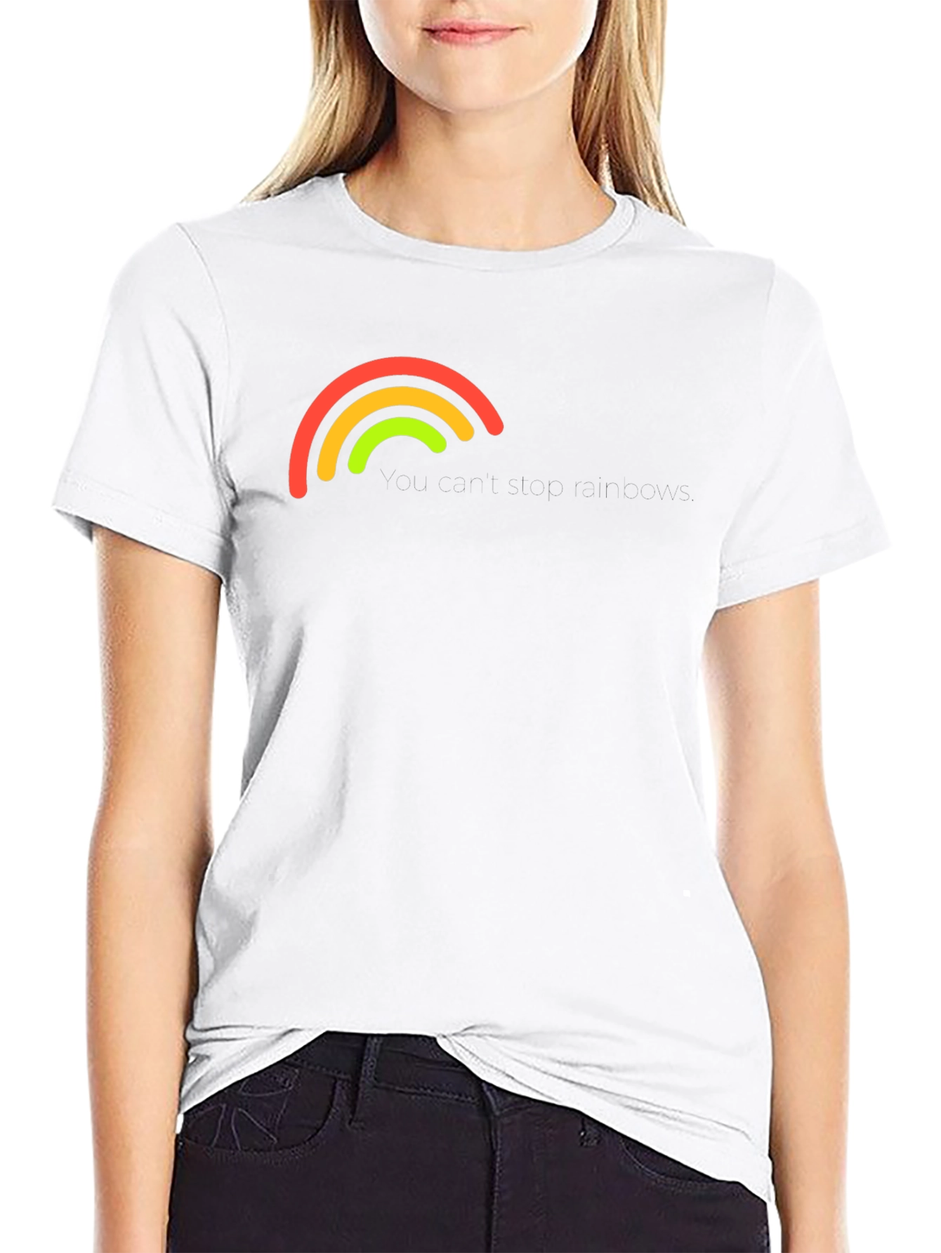 Black Rainbow Arc Graphic Black T-Shirt view 9