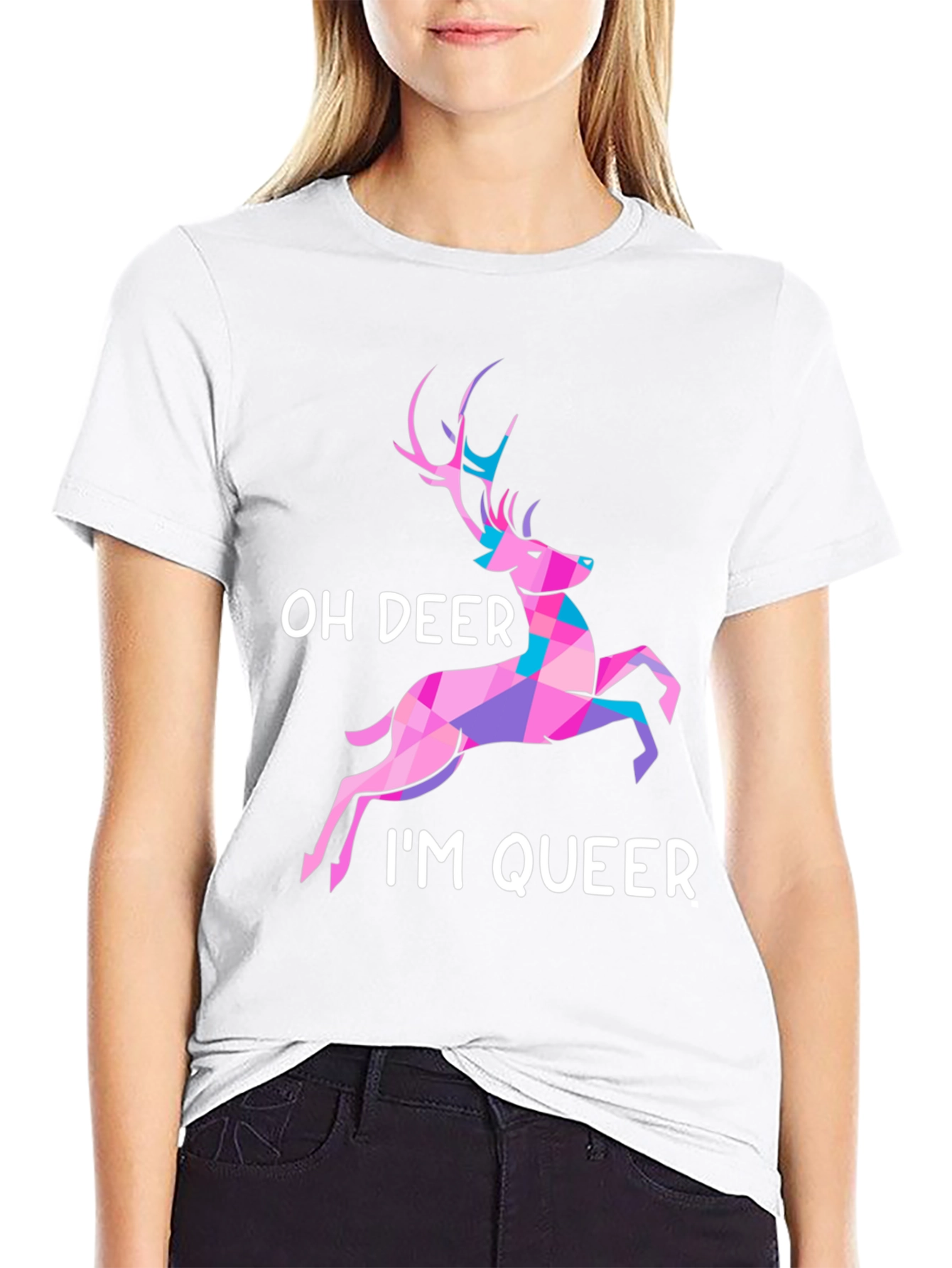 Black Oh Deer I'm Queer T-Shirt view 9