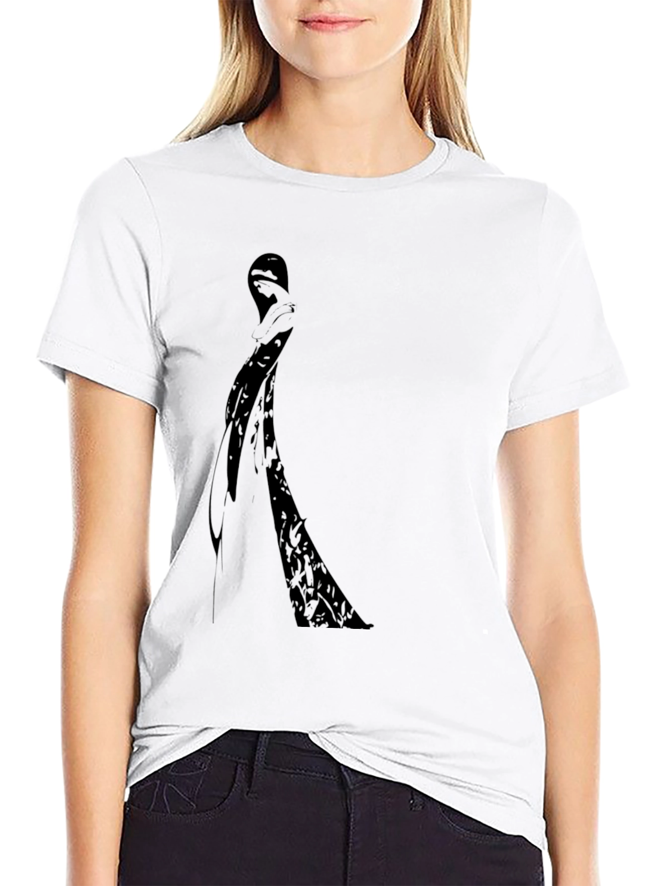 Black Elegant Woman Silhouette Black Graphic Tee view 9