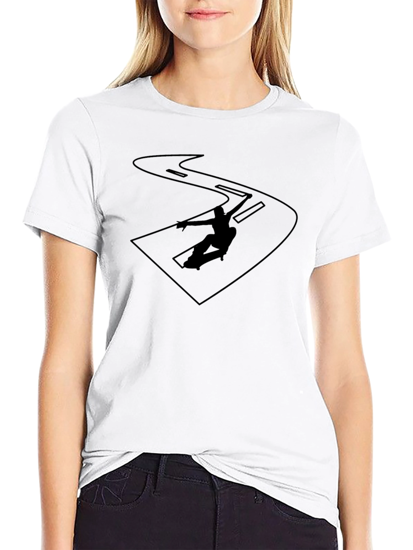 Black Skater Silhouette Graphic T-Shirt - Black view 9