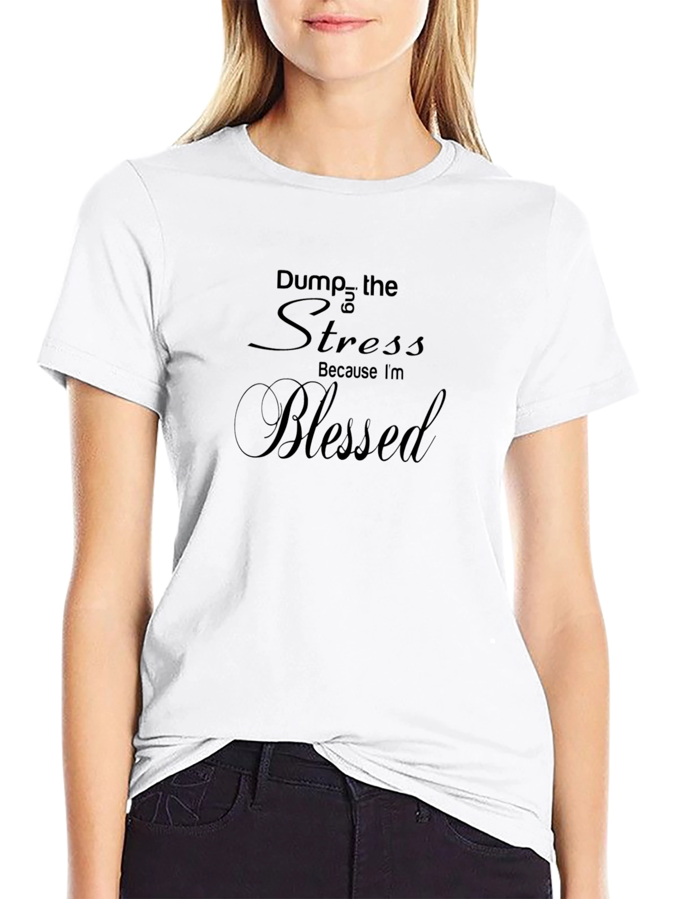 Black Blessed Black Tee - Dump the Stress T-Shirt view 9