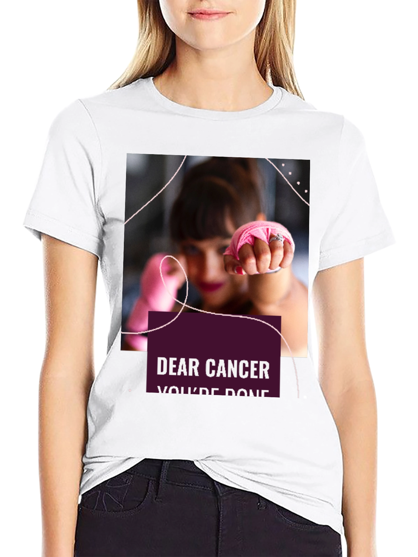 Black Dear Cancer, You're Done Black T-Shirt view 9
