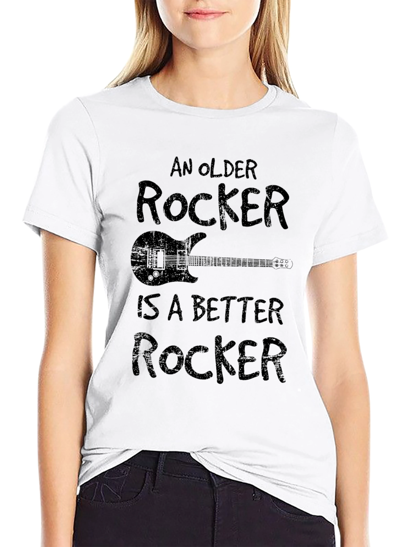 Black An Older Rocker Is A Better Rocker Black Graphic Tee view 9