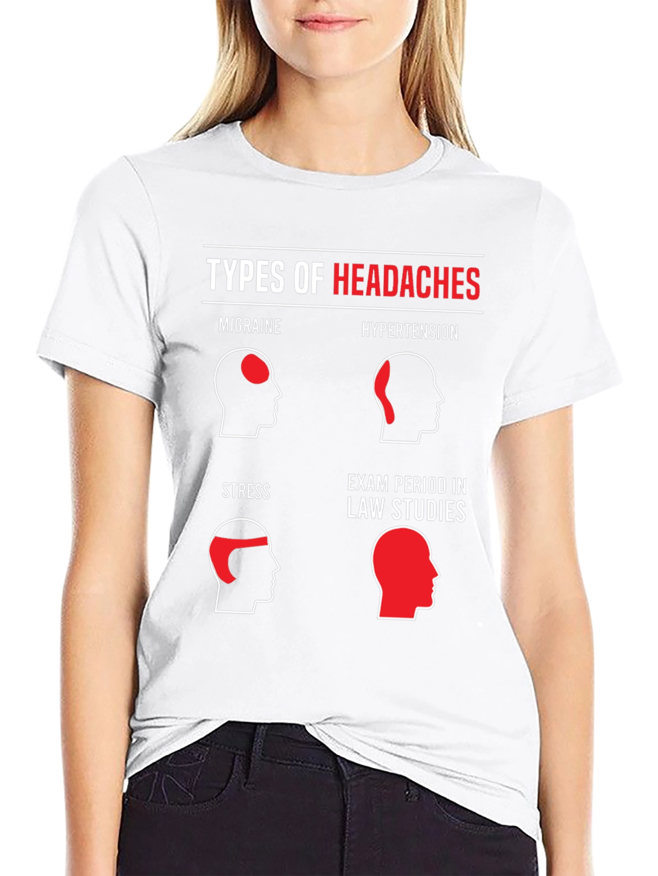 Black Types of Headaches Graphic T-Shirt view 9