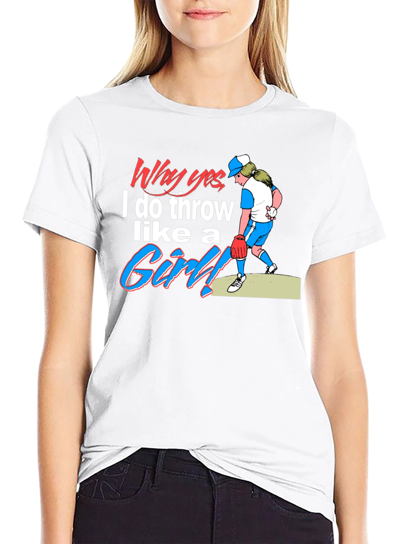 Black Funny 'Throw Like a Girl' Graphic Tee view 9