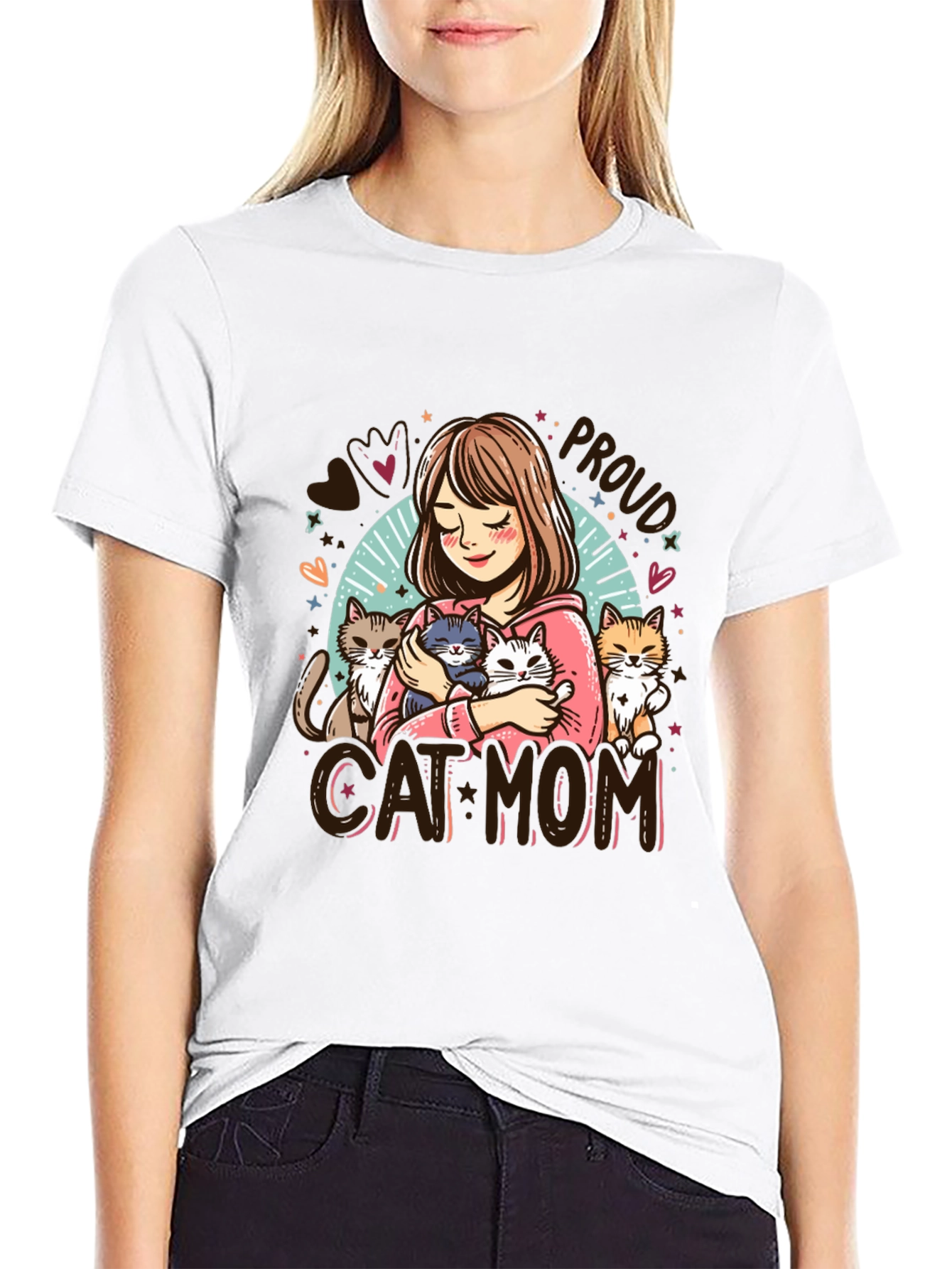 Black Proud Cat Mom T-Shirt - Adorable Pet Lover Design view 9