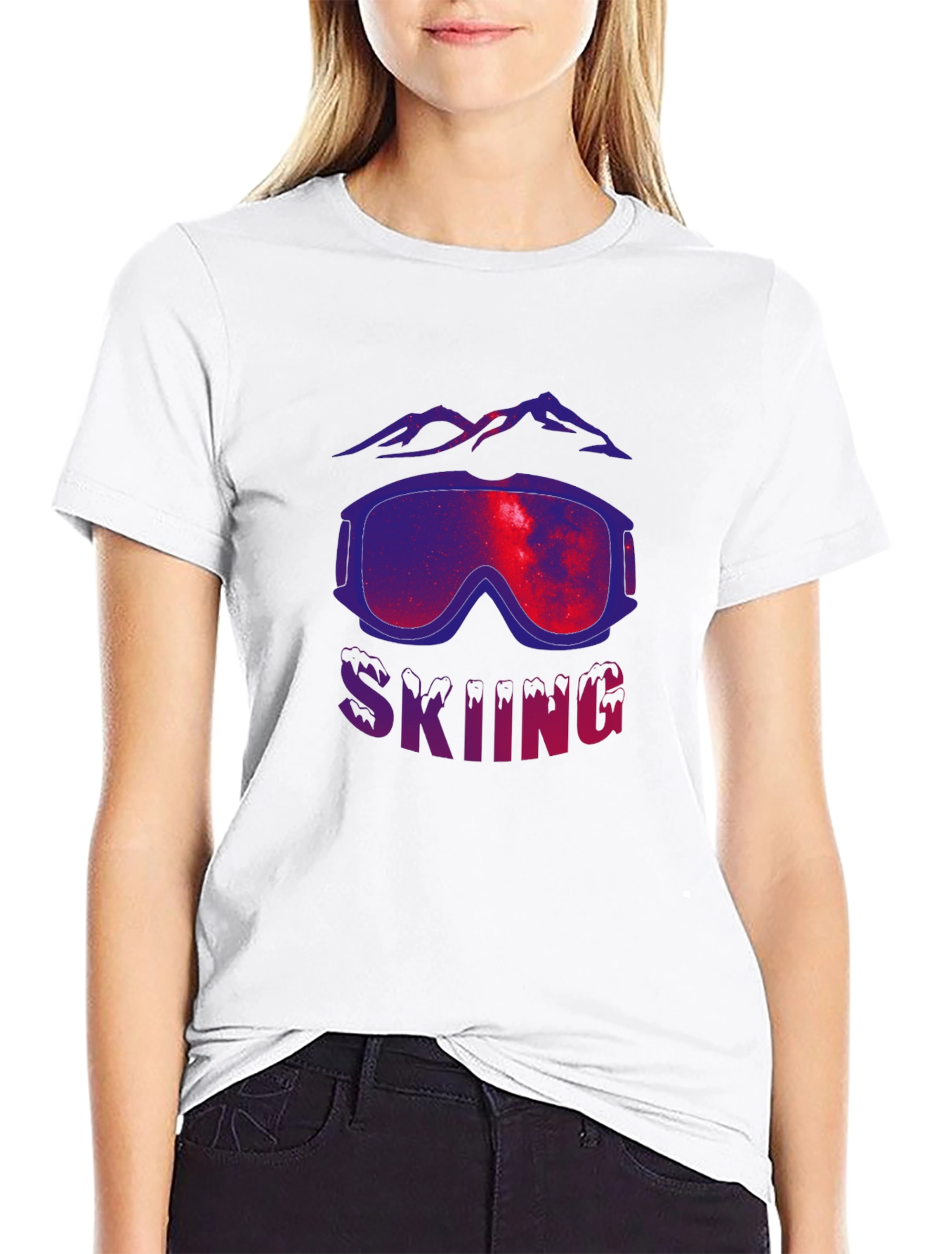 Black Skiing Goggles Graphic Tee - Premium Cotton Comfort view 9