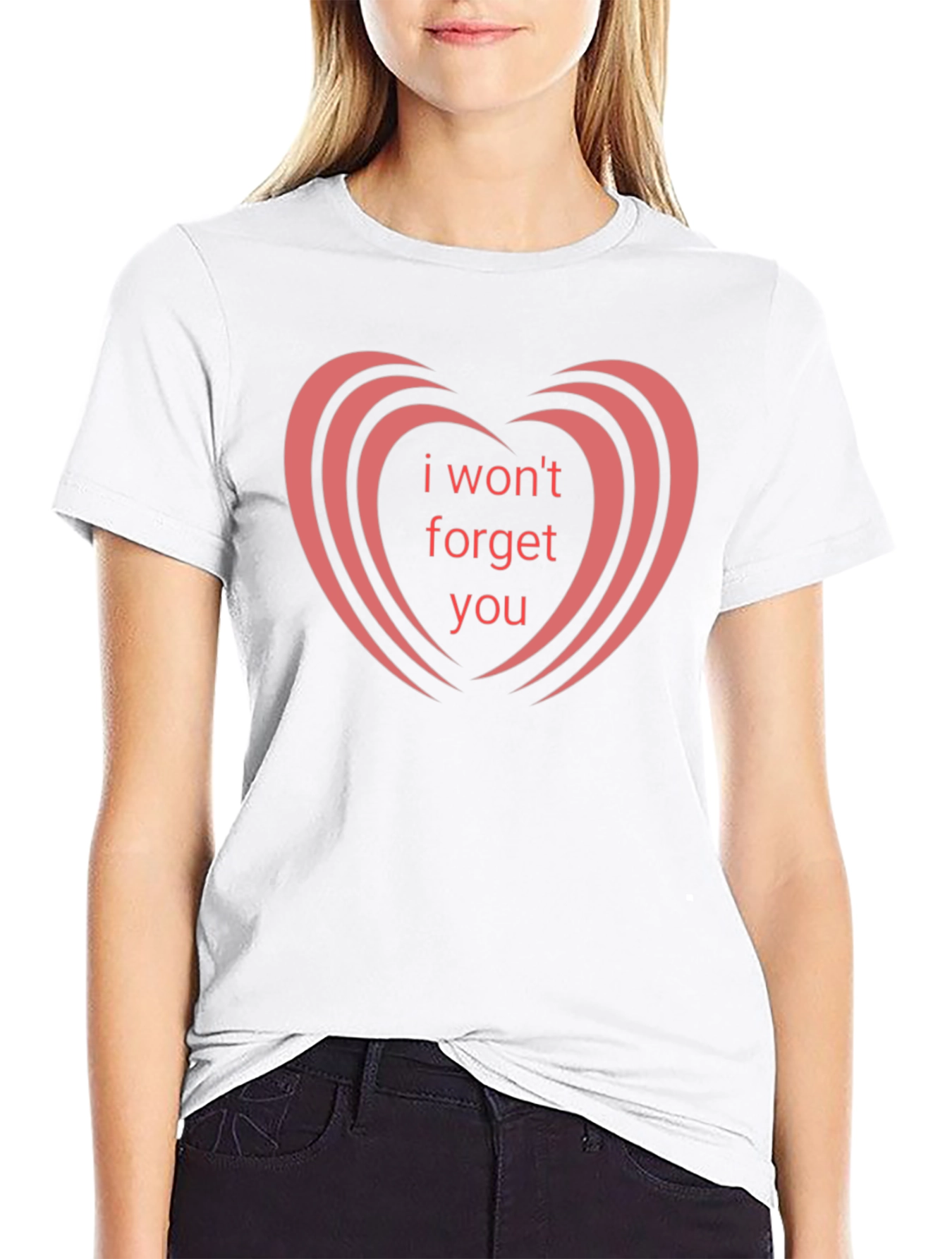 Black I Won't Forget You Graphic Tee - Heart Design view 9