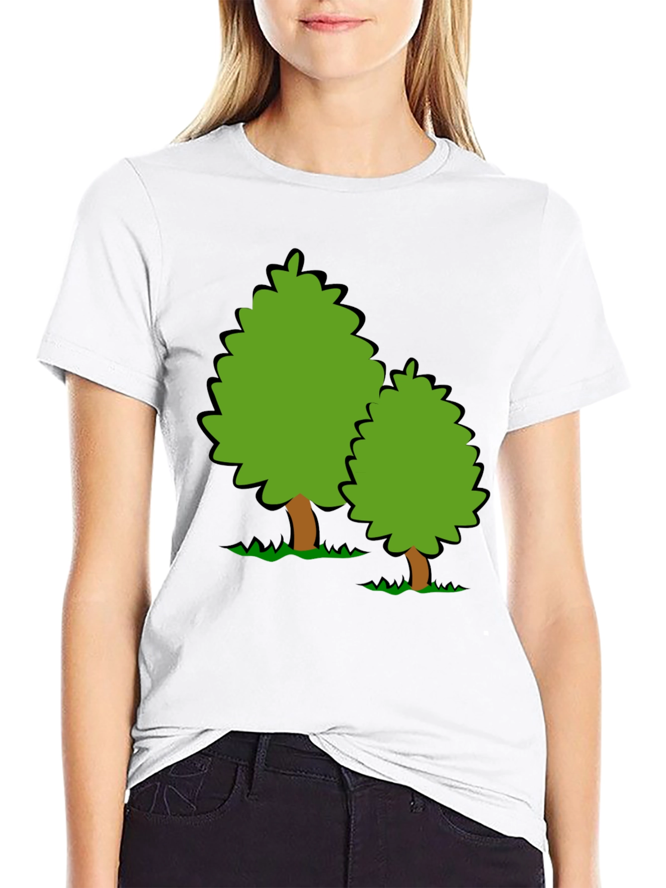 Black Cartoon Tree Graphic Black T-Shirt view 9