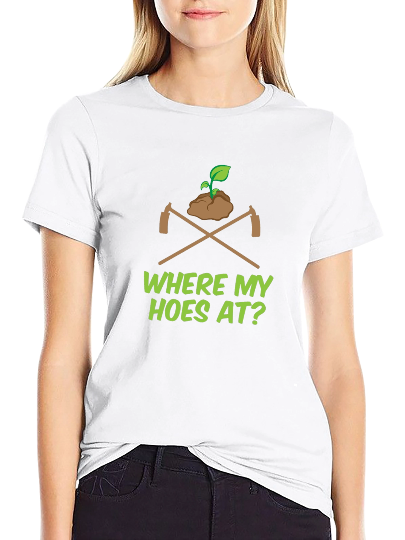 Black "Where My Hoes At?" Black Graphic Tee view 9
