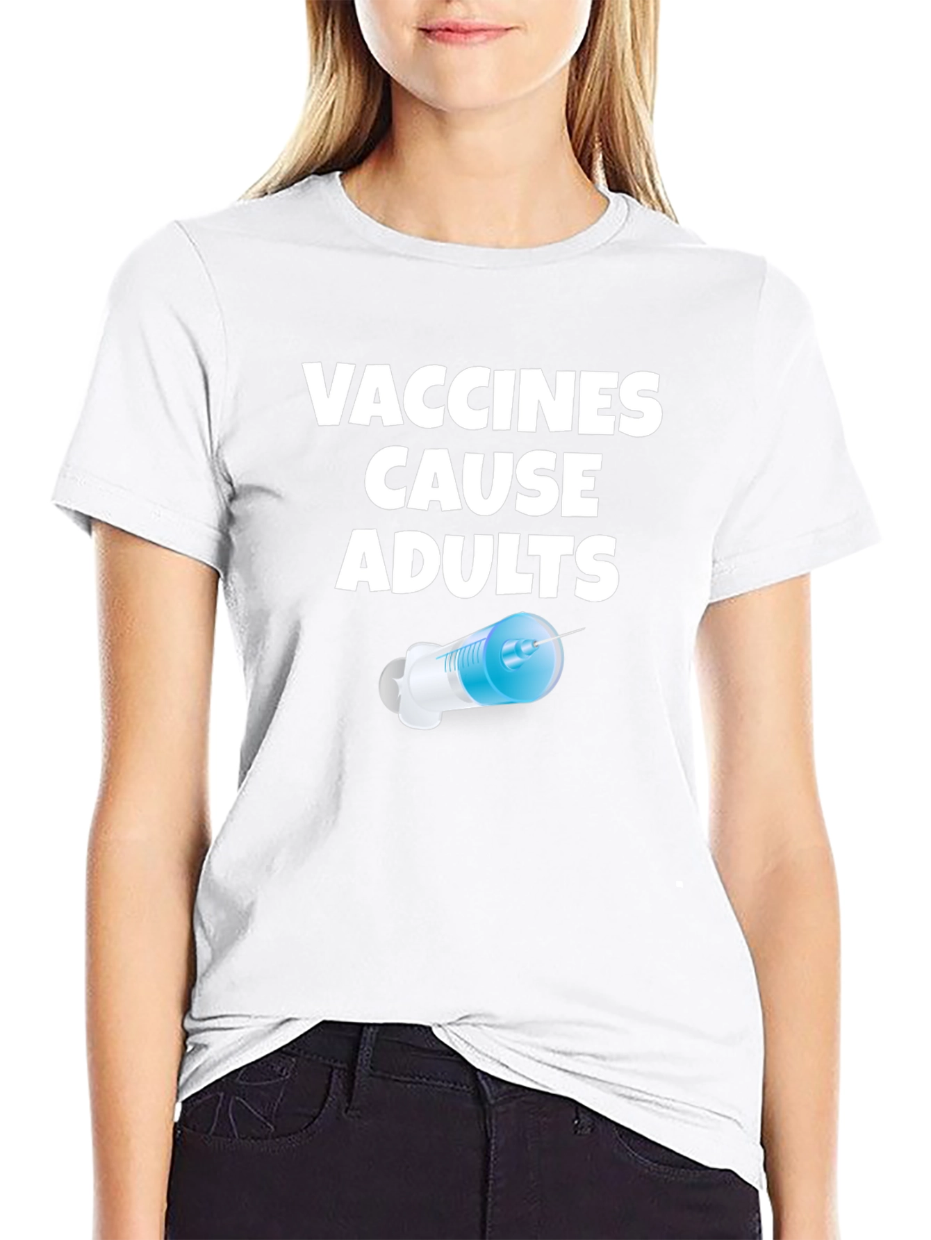Black Vaccines Cause Adults Funny Novelty T-Shirt view 9