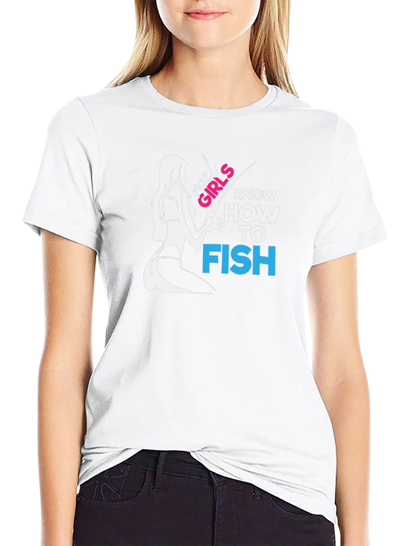 Black Reel Girls Fish T-Shirt - Black Graphic Tee view 9