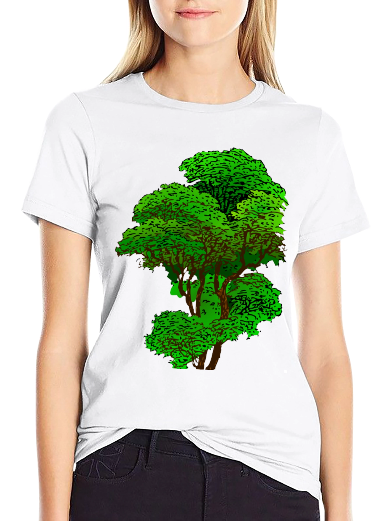 Black Nature Tree Graphic Tee - Black Cotton T-Shirt view 9