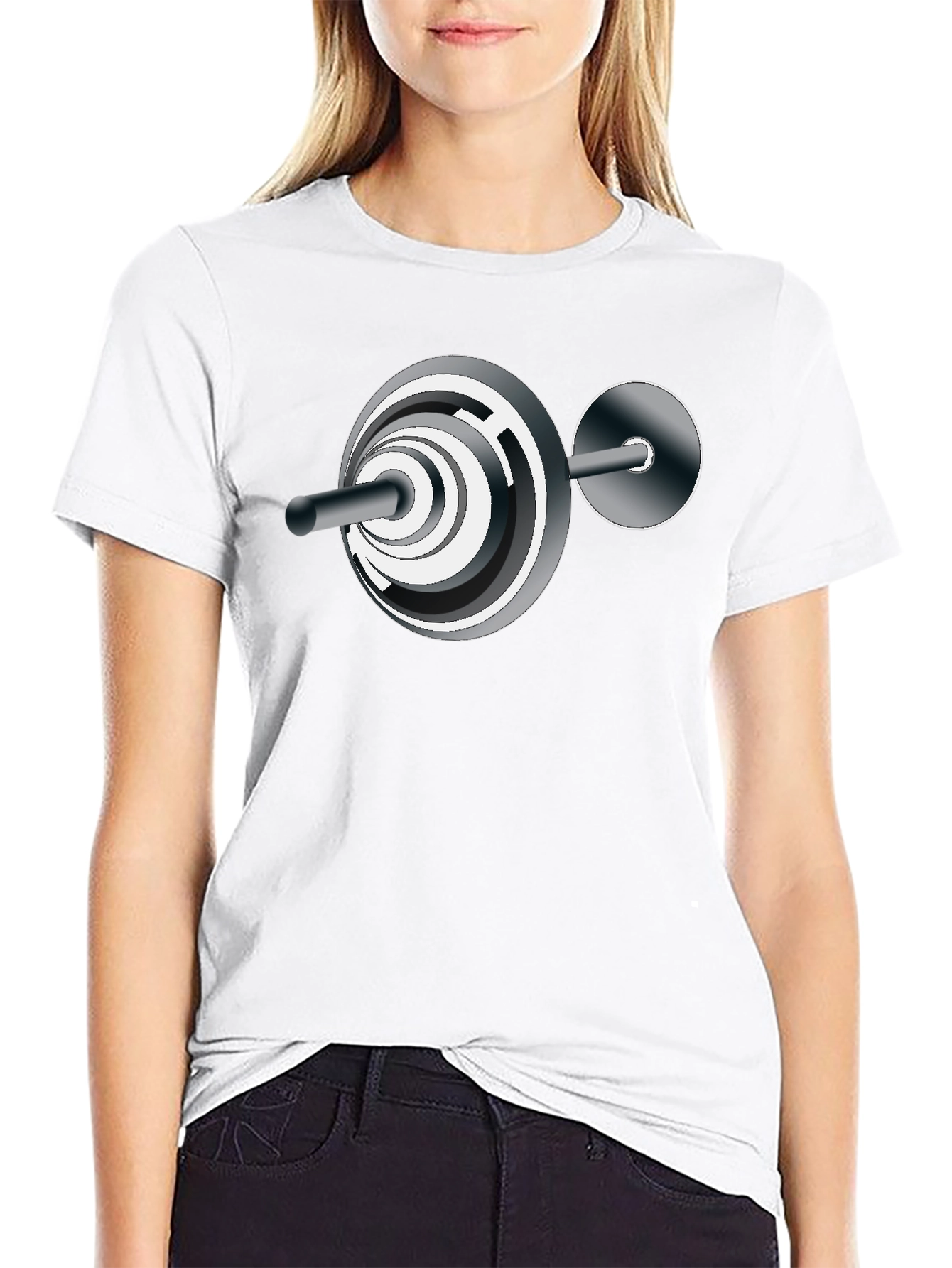 Black Abstract Barbell Graphic T-Shirt - Black view 9