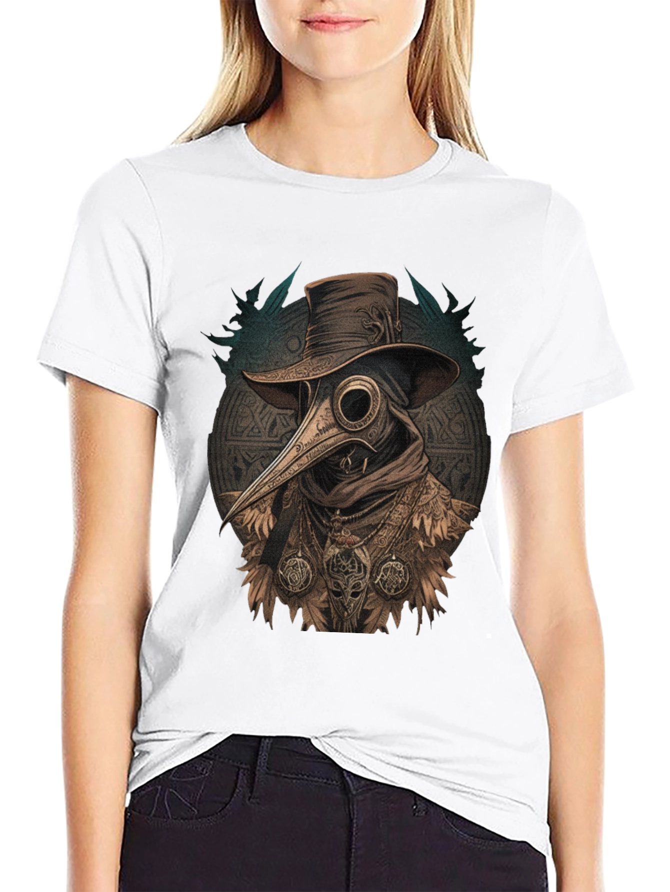 Black Plague Doctor Graphic Tee - Vintage Style view 9