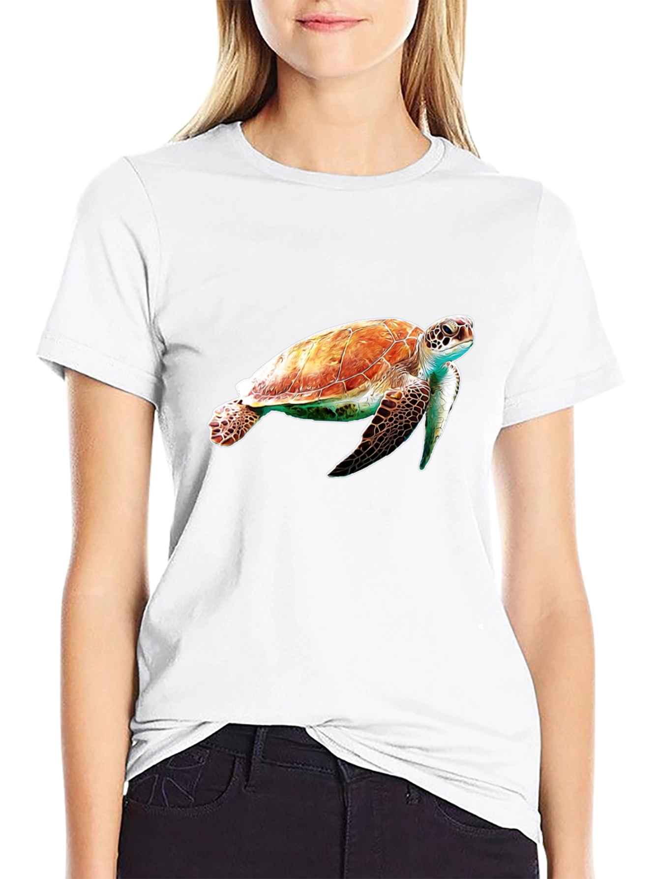 Black Sea Turtle Graphic Tee - Black Cotton Comfort view 9