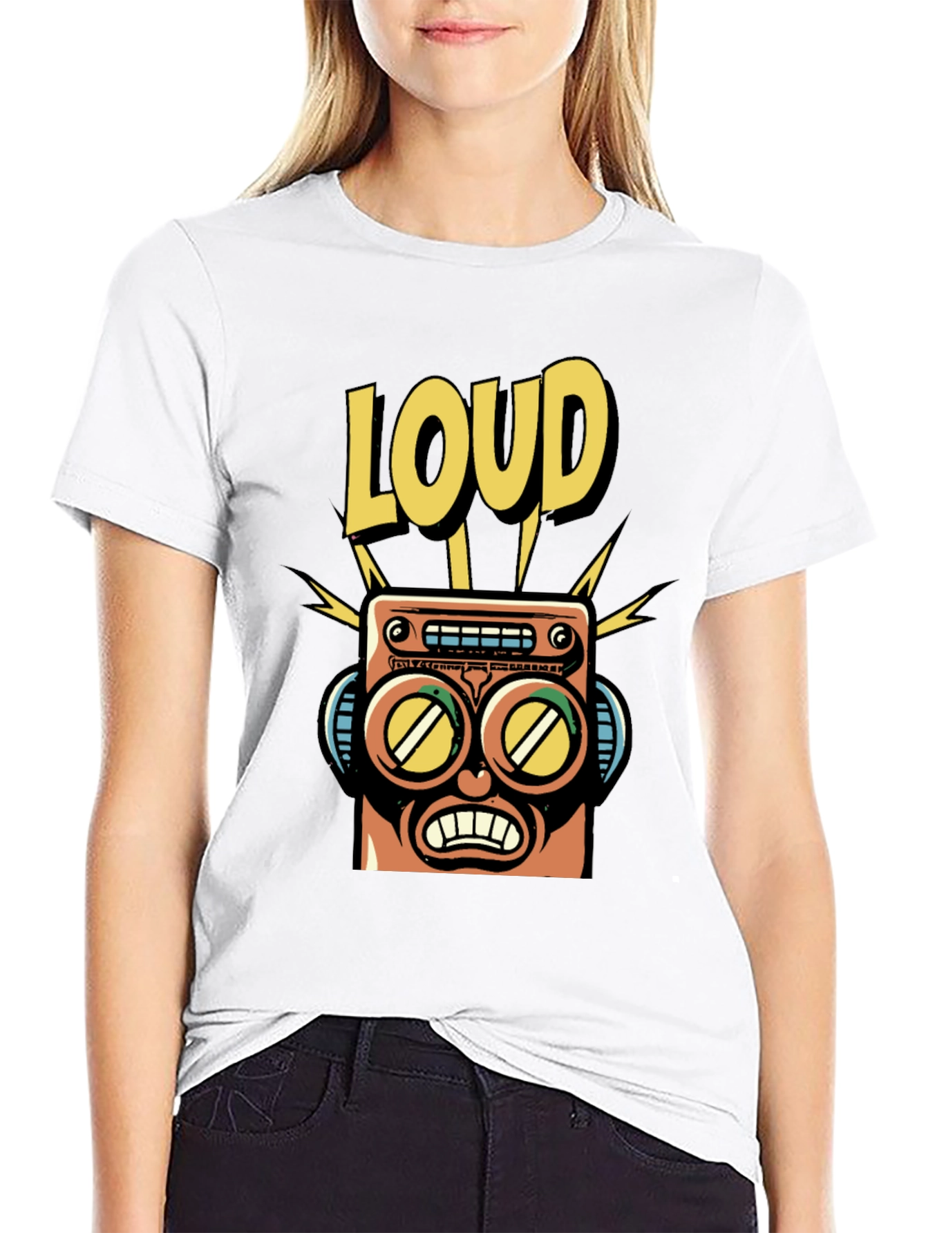 Black LOUD Robot Graphic Tee - Retro Style view 9