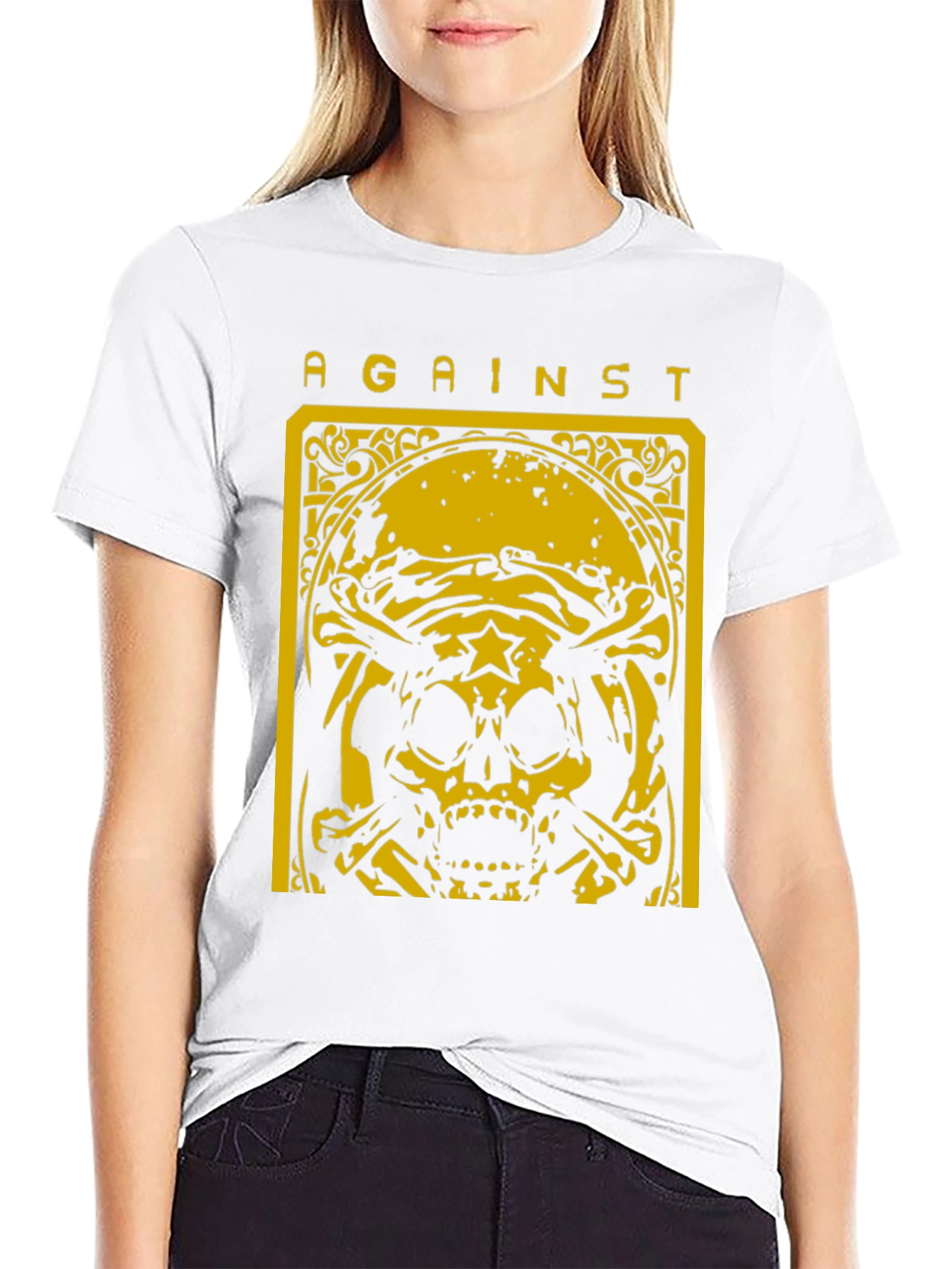 Black Against Skull Graphic T-Shirt - Black view 9