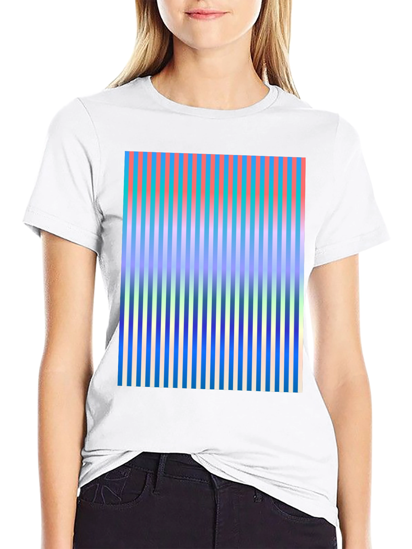 Black Abstract Stripe Graphic Tee view 9