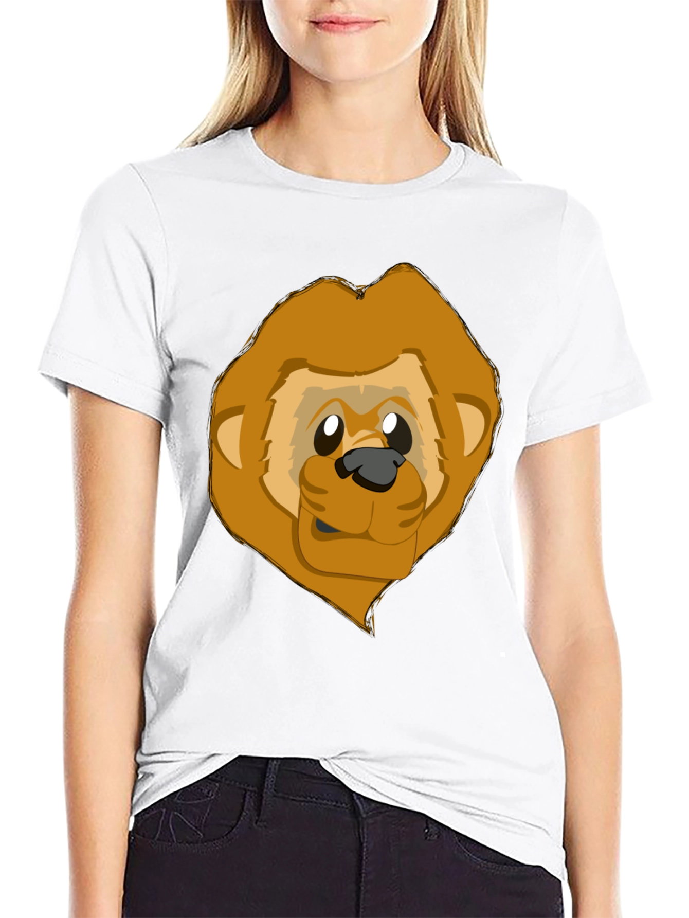 Black Cartoon Lion Graphic Black T-Shirt view 9
