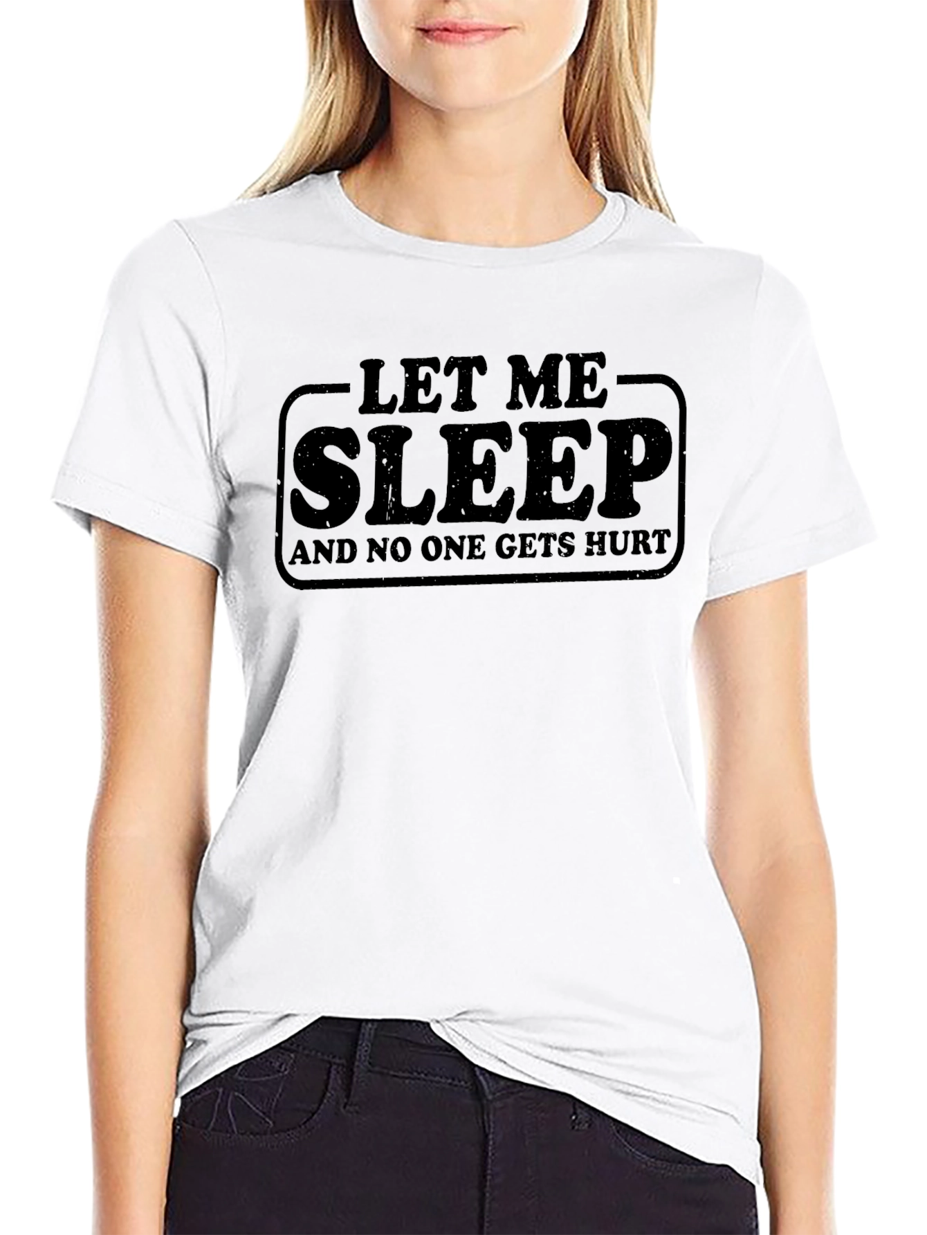 Black Let Me Sleep Funny T-Shirt view 9