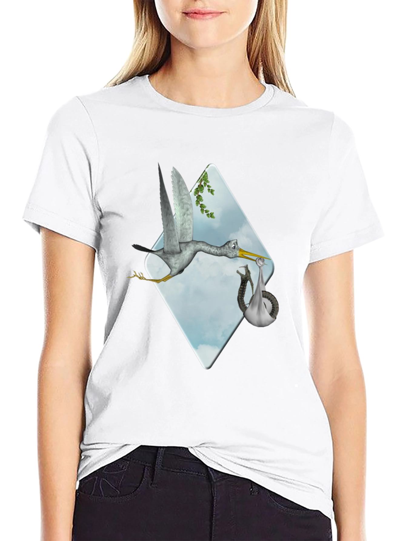 Black Stork Delivery Graphic Tee view 9