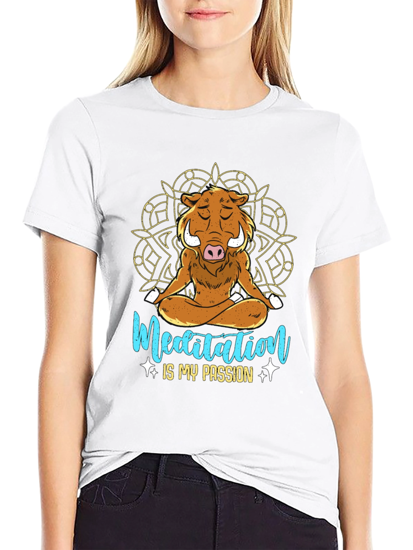 Black Zen Boar Meditation T-Shirt - Relax & Find Your Inner Peace view 9