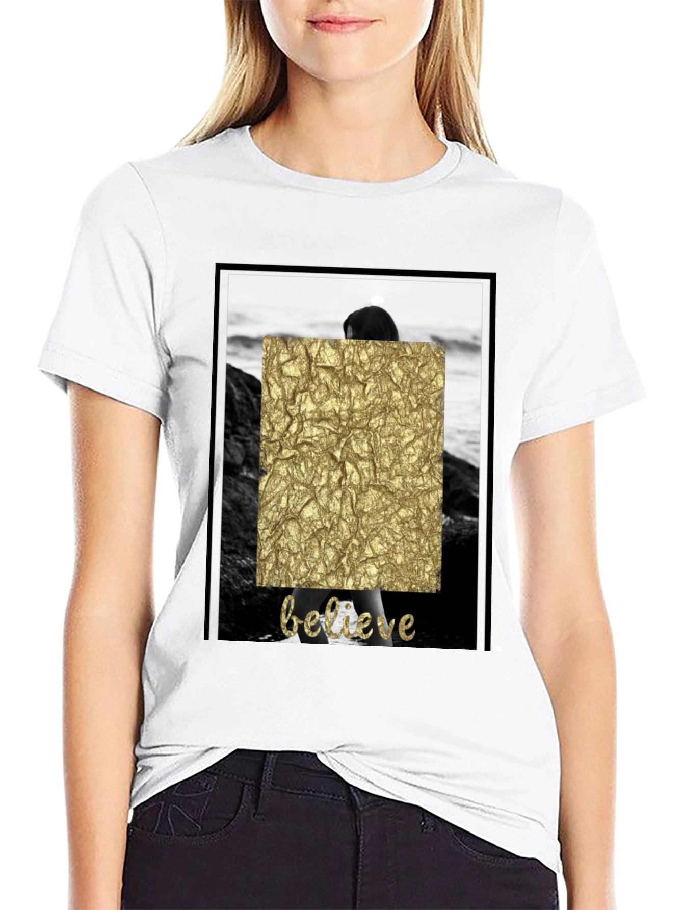 Black Believe Graphic Tee - Stylish Crew Neck T-Shirt view 9