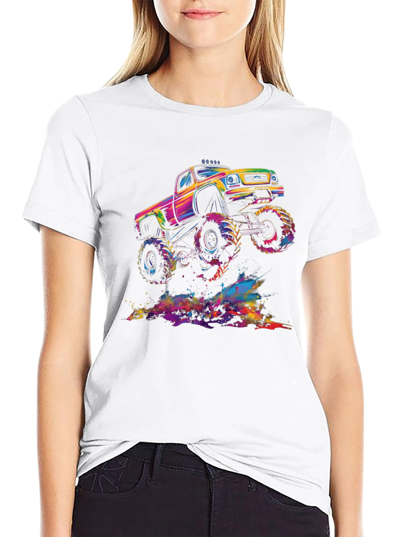 Black Monster Truck Black T-Shirt: Colorful Off-Road Fun view 9