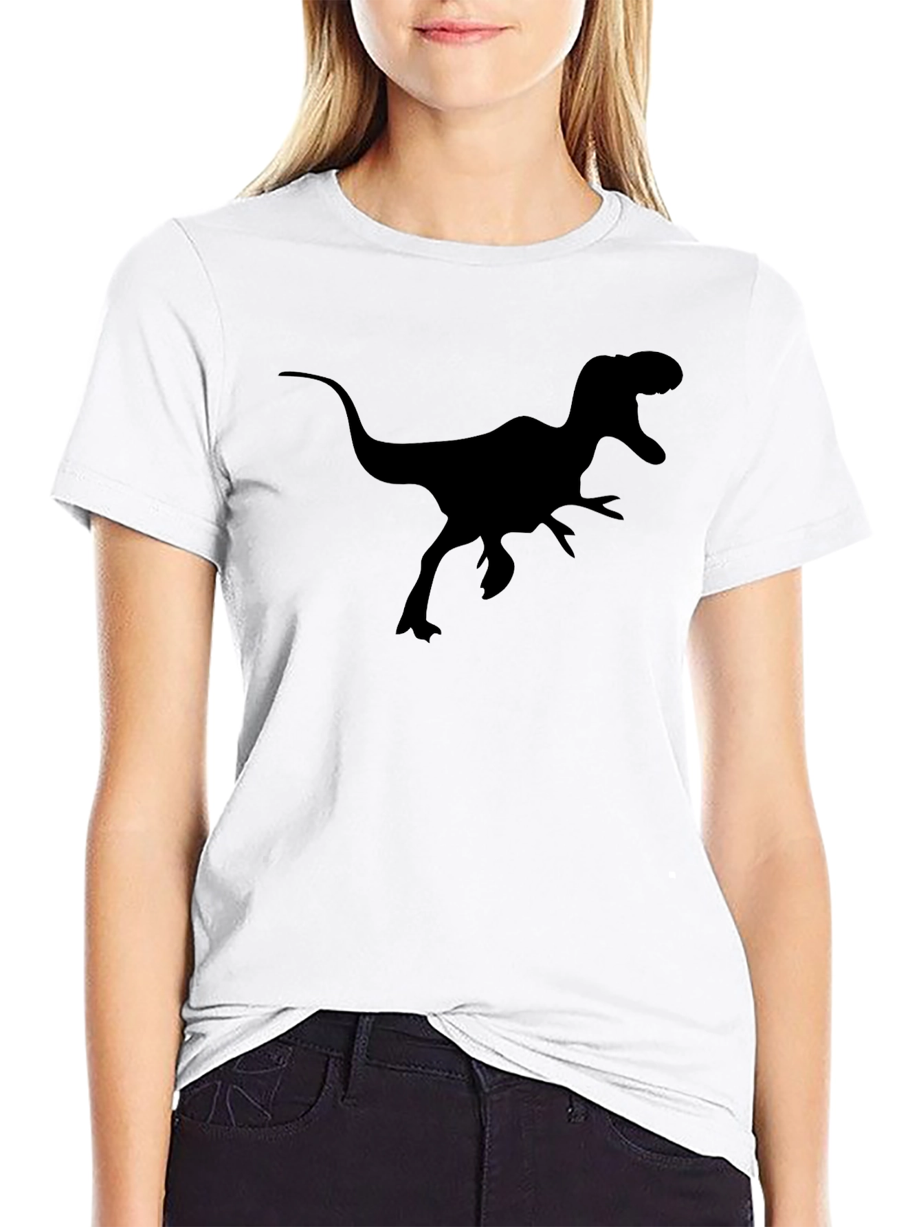 Black Dinosaur Graphic Tee - Black Cotton T-Shirt view 9