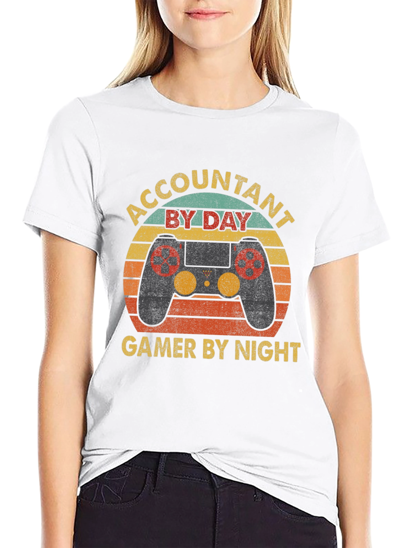 Black Accountant By Day Gamer By Night Black T-Shirt view 9