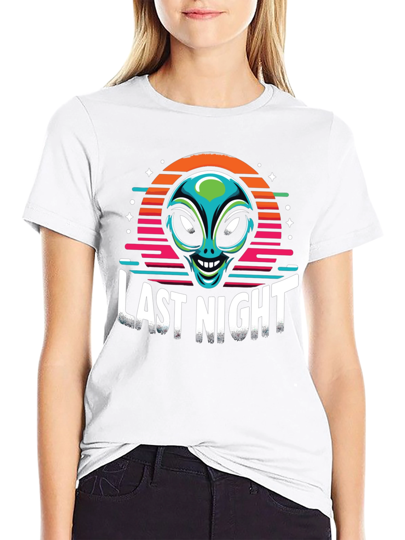 Black Last Night Alien Graphic T-Shirt view 9