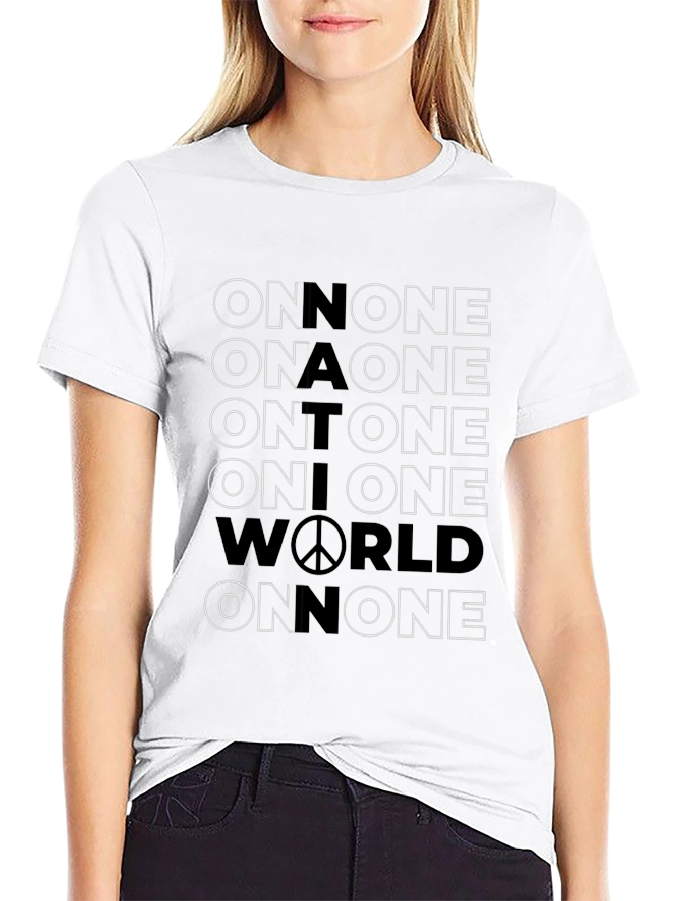Black One Nation One World Graphic T-Shirt view 9