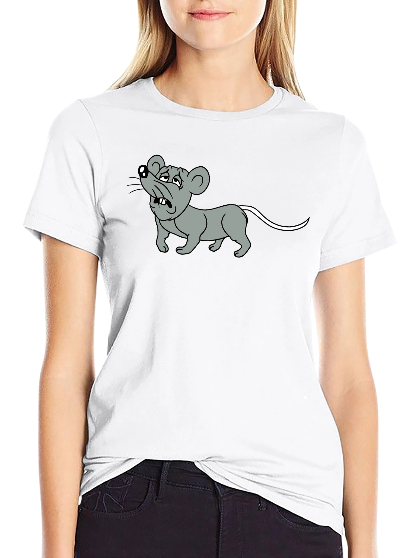 Black Cartoon Mouse Graphic Tee - Black view 9