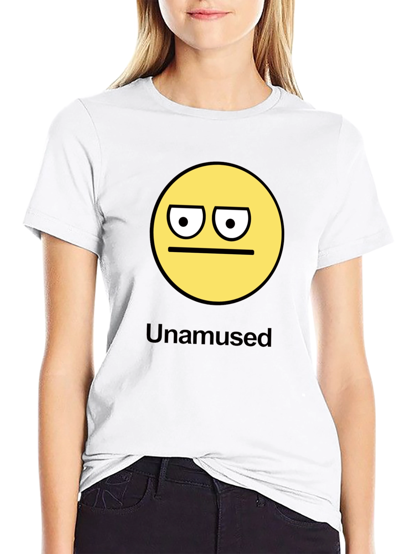 Black Unamused Emoji Graphic Black T-Shirt view 9